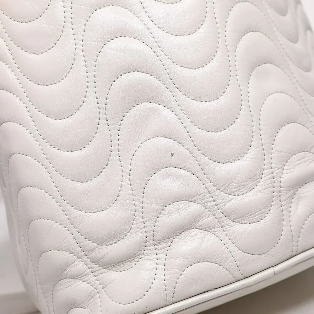 Vintage Valentino Orlandi Italy Cream Leather Bucket Shoulder Bag Quilted Body - Picture 10 of 15